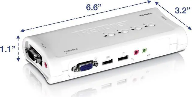 Alt view image 7 of 12 - TRENDnet 4-Port USB KVM Switch and Cable Kit with Audio, TK-409K