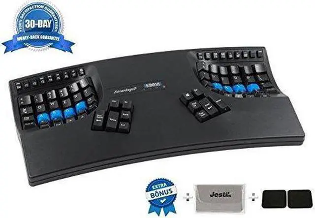 Main image of Kinesis KB600 Advantage2 USB Contoured Keyboard (Black) with SmartSet Programming Technology for PC and MAC Plus Advantage Palm Pads And Jestik Microfiber - VALUE BUNDLE