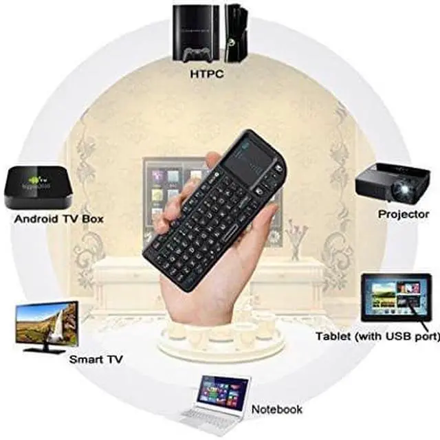 Alt view image 6 of 7 - Rii Mini Wireless 2.4GHz Keyboard with Mouse Touchpad Remote Control, Black (mini X1)