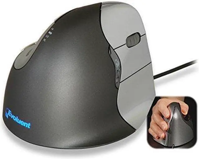 Alt view image 6 of 7 - Evoluent Vertical Mouse 4 "Regular Size" Right Hand (model # VM4R) - USB Wired Plus Jestik Microfiber Cloth - Value Bundle