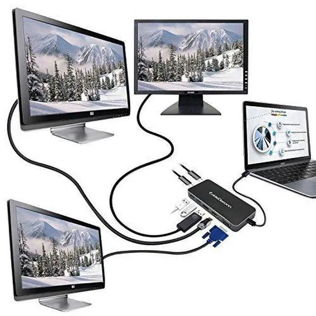 Alt view image 4 of 7 - USB-C to Hub,CableDeconn 8 in 1 Digital Multi-port USB-C to HDMI/VGA/Displayport Output USB-C PD PC 2 USB 3.0 Ports Cable Adapter for 2017 Macbook Pro