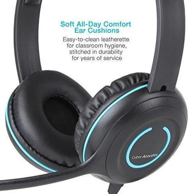 Alt view image 3 of 7 - Cyber Acoustics 3.5mm Stereo Headset with Headphones and Noise Cancelling Microphone for PCs, Tablets, and Cell Phones in The Office, Classroom or Home (AC-5002)