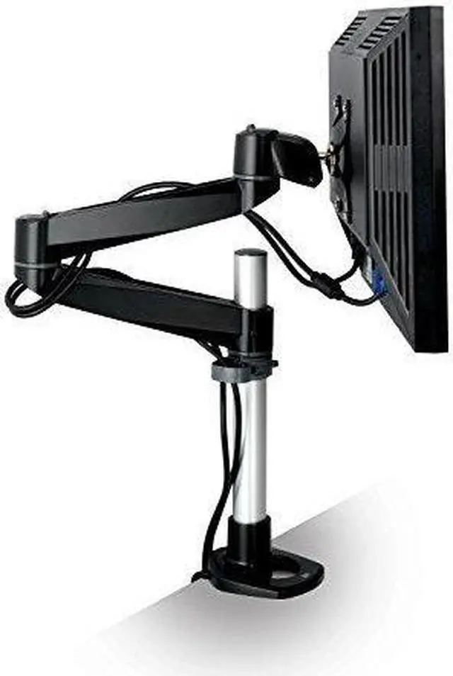 Alt view image 4 of 5 - 3M Desk Mount Monitor Arm, Adjust Swivel, Tilt and Rotate by Holding and Moving Monitor, 7.5" Height Range, Free Up Desk Space, Clamp or Grommet, Monitors Up to 30 lbs <= 27", Black (MA140MB)
