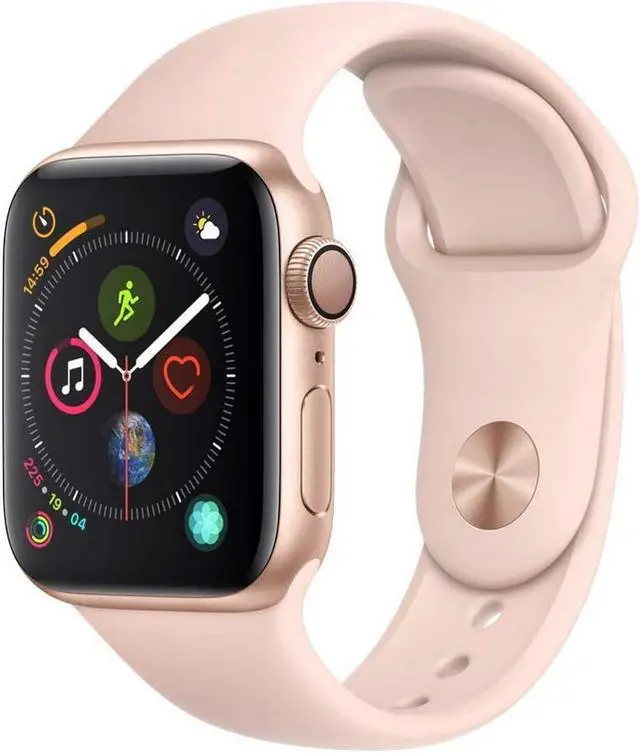 Alt view image 14 of 19 - Apple Watch Series 4 GPS, 40mm Gold Aluminum Case with Pink Sand Sport Band