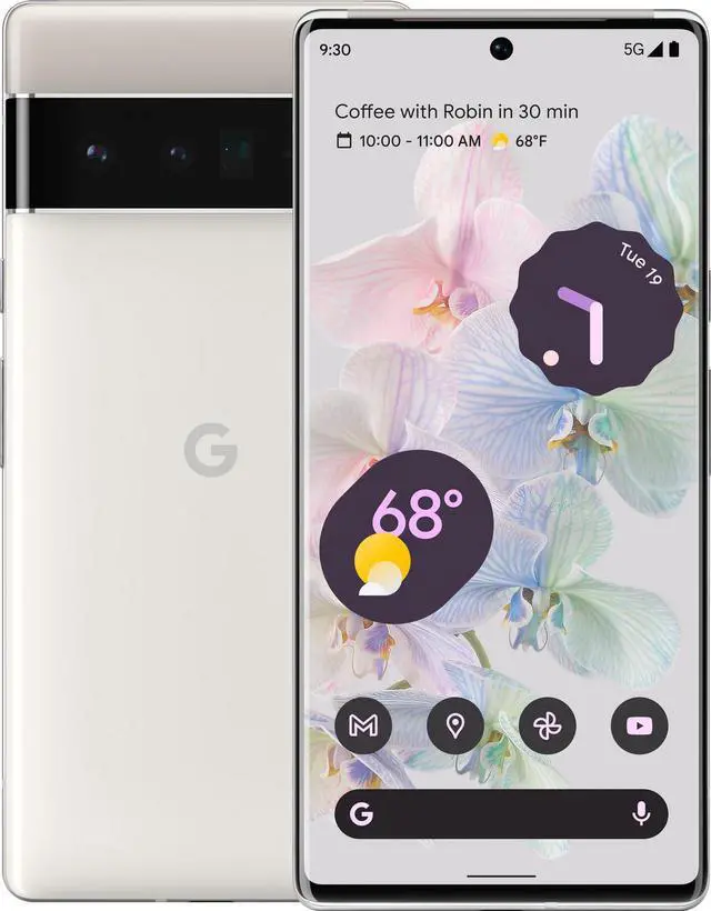 Alt view image 2 of 6 - Google Pixel 6 Pro Dual-SIM 128GB ROM + 12GB RAM (GSM | CDMA) Factory Unlocked 5G SmartPhone (Cloudy White) - International Version
