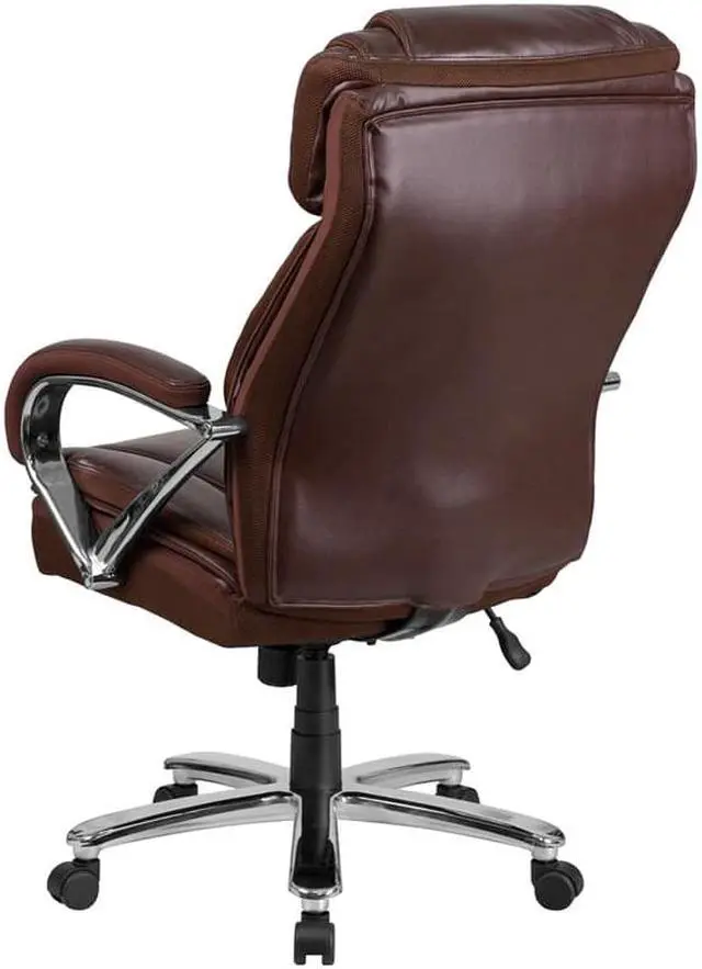 Alt view image 11 of 20 - Flash Furniture Hercules Series 500 lb Brown Leather Executive Swivel Office Chair with Extra Wide Seat