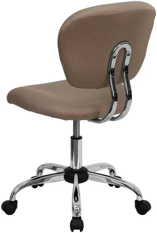 Alt view image 8 of 20 - Mid-Back Coffee Brown Mesh Padded Swivel Task Chair with Chrome Base