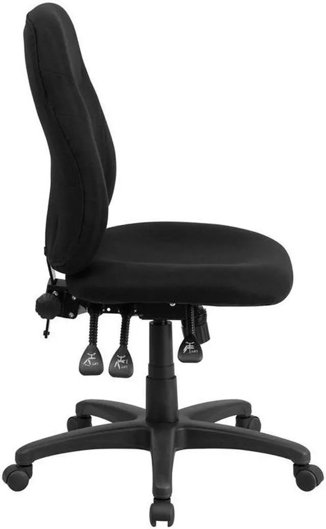 Alt view image 5 of 20 - Mid-Back Black Fabric Multifunction Ergonomic Swivel Task Chair