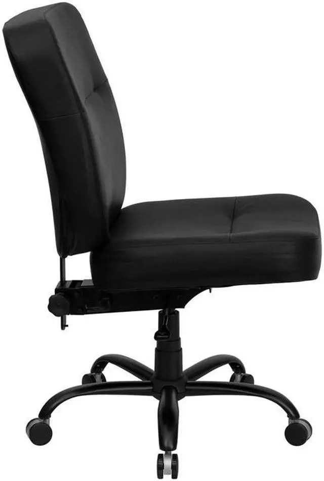 Alt view image 11 of 20 - HERCULES Series Big & Tall 400 lb. Rated Black Leather Executive Swivel Chair with Rectangular Back