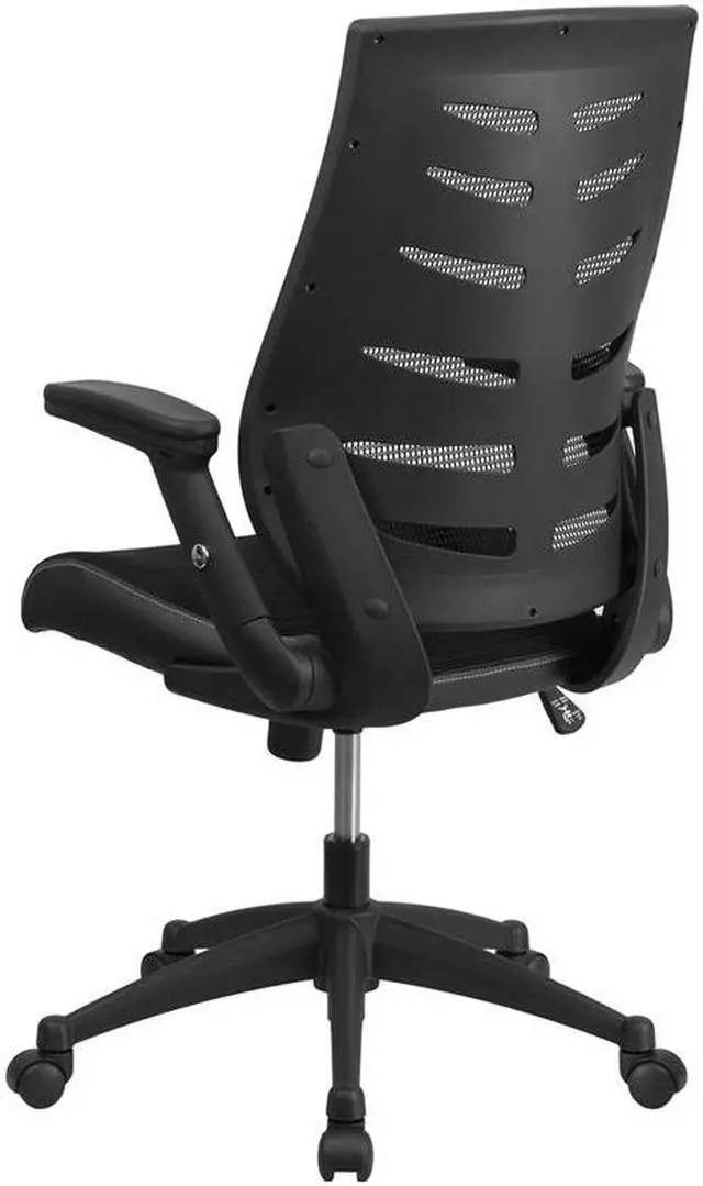 Alt view image 11 of 20 - High Back Designer Black Mesh Executive Swivel Ergonomic Office Chair with Height Adjustable Flip-Up Arms