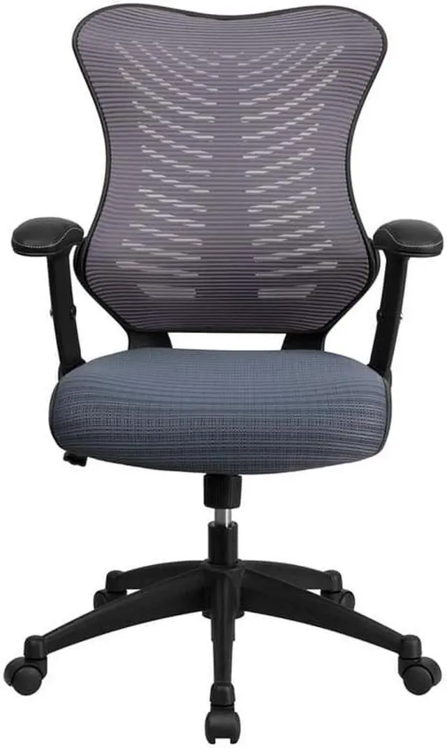 Alt view image 10 of 20 - High Back Designer Gray Mesh Executive Swivel Ergonomic Office Chair with Adjustable Arms
