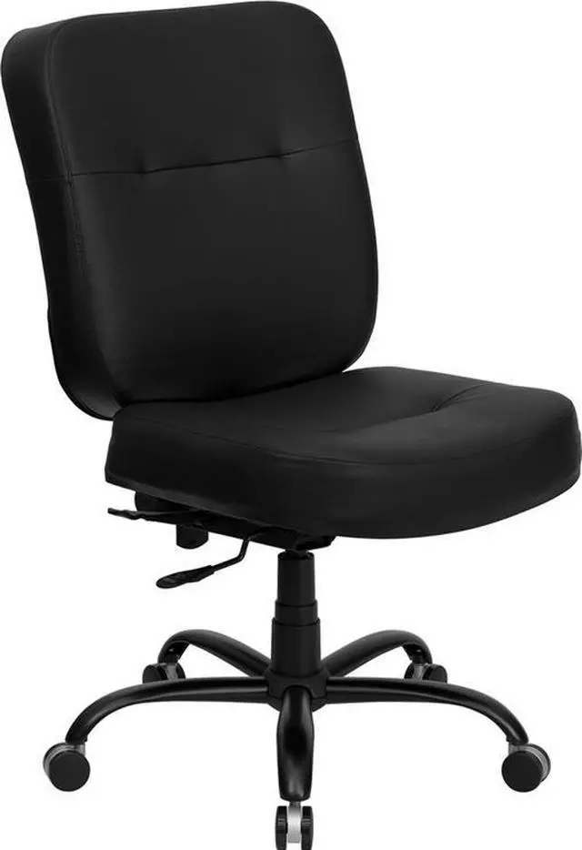 Alt view image 10 of 20 - HERCULES Series Big & Tall 400 lb. Rated Black Leather Executive Swivel Chair with Rectangular Back