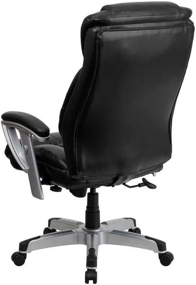 Alt view image 8 of 20 - HERCULES Series Big & Tall 400 lb. Rated Black LeatherSoft Executive Ergonomic Office Chair with Silver Adjustable Arms
