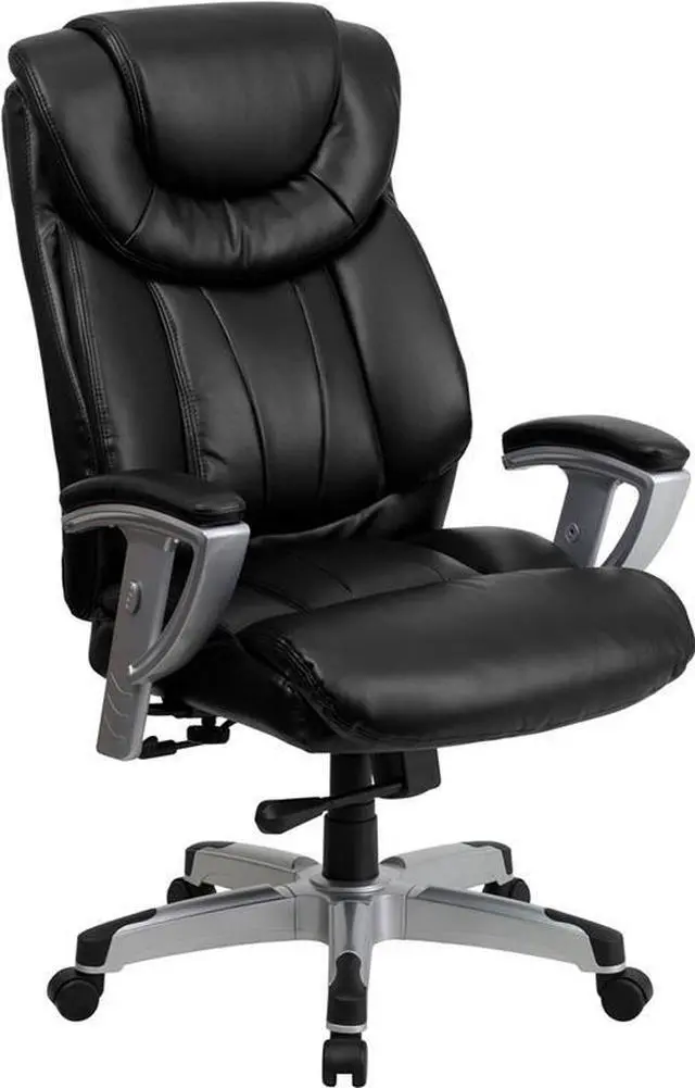 Alt view image 6 of 20 - HERCULES Series Big & Tall 400 lb. Rated Black LeatherSoft Executive Ergonomic Office Chair with Silver Adjustable Arms