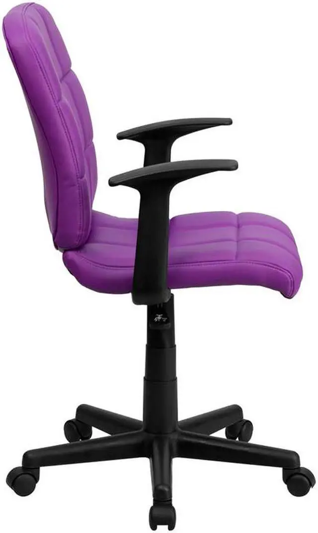 Alt view image 4 of 20 - Mid-Back Purple Quilted Vinyl Swivel Task Office Chair with Arms