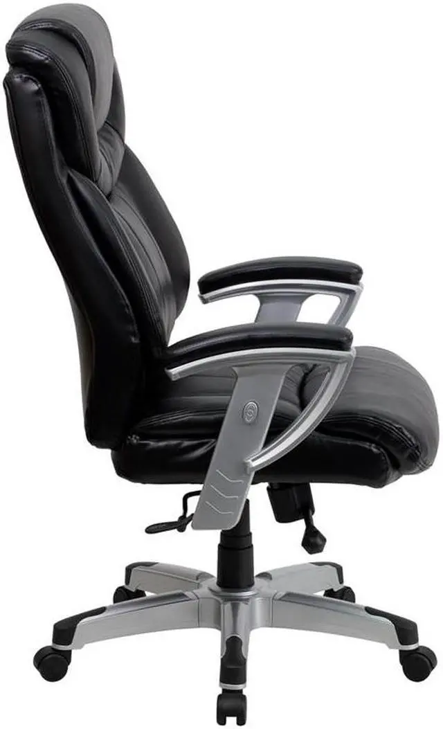 Alt view image 7 of 20 - HERCULES Series Big & Tall 400 lb. Rated Black LeatherSoft Executive Ergonomic Office Chair with Silver Adjustable Arms