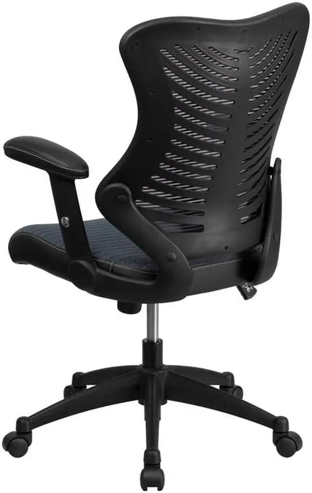 Alt view image 9 of 20 - High Back Designer Gray Mesh Executive Swivel Ergonomic Office Chair with Adjustable Arms