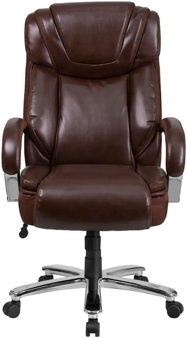 Alt view image 12 of 20 - Flash Furniture Hercules Series 500 lb Brown Leather Executive Swivel Office Chair with Extra Wide Seat