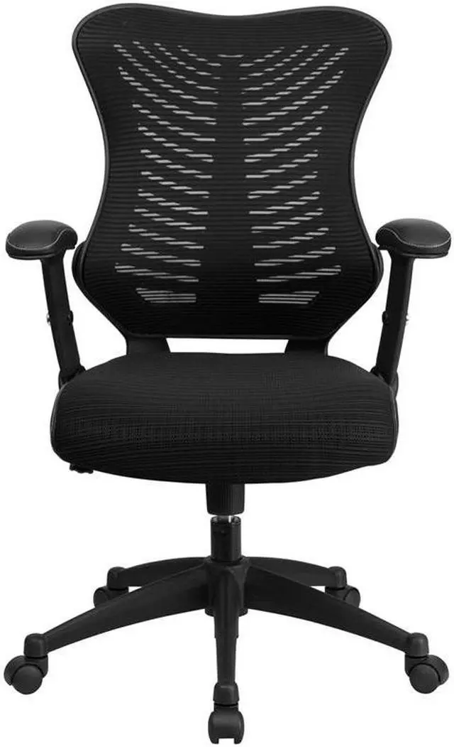 Alt view image 12 of 20 - High Back Designer Black Mesh Executive Swivel Ergonomic Office Chair with Adjustable Arms