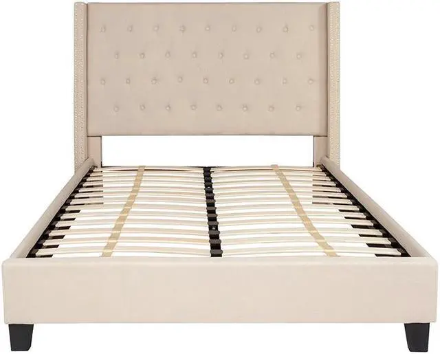 Alt view image 5 of 20 - Riverdale Full Size Tufted Upholstered Platform Bed in Beige Fabric
