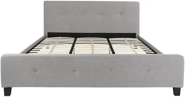Alt view image 5 of 17 - Tribeca King Size Tufted Upholstered Platform Bed in Light Gray Fabric