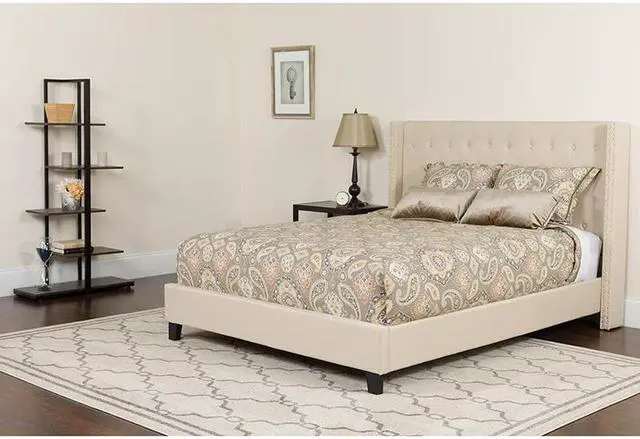 Alt view image 3 of 20 - Riverdale Full Size Tufted Upholstered Platform Bed in Beige Fabric