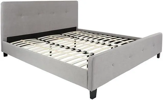 Alt view image 4 of 17 - Tribeca King Size Tufted Upholstered Platform Bed in Light Gray Fabric