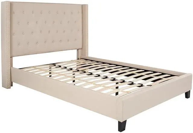 Alt view image 4 of 20 - Riverdale Full Size Tufted Upholstered Platform Bed in Beige Fabric
