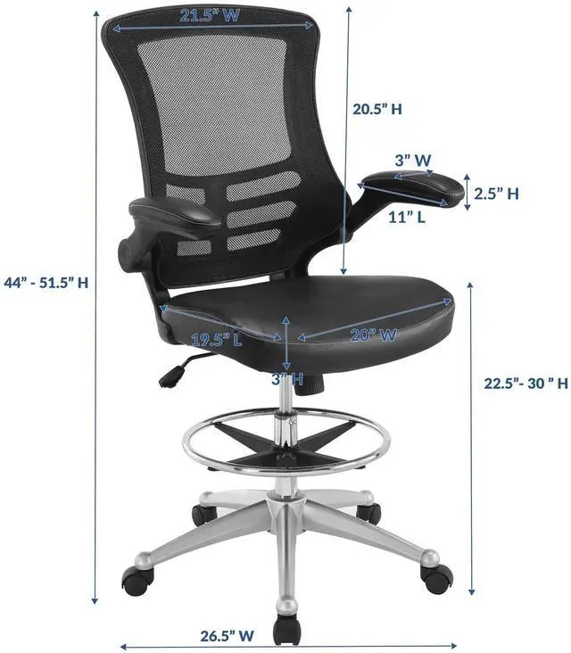 Alt view image 14 of 20 - Attainment Vinyl Drafting Stool in Black