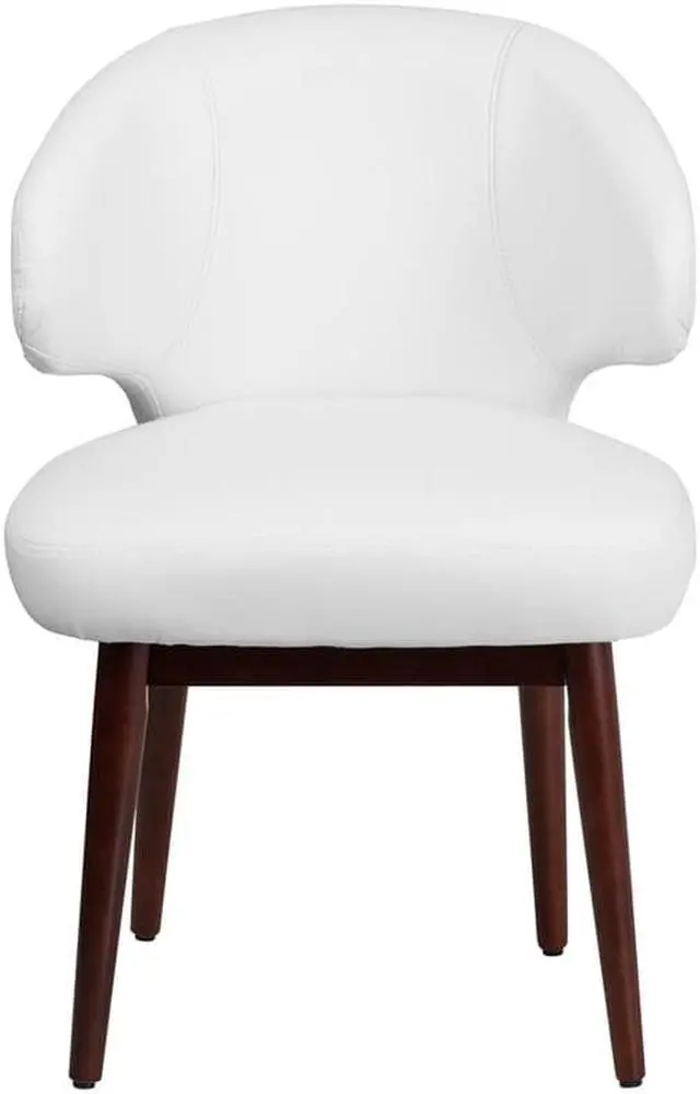 Alt view image 9 of 20 - Comfort Back Series White LeatherSoft Side Reception Chair with Walnut Legs
