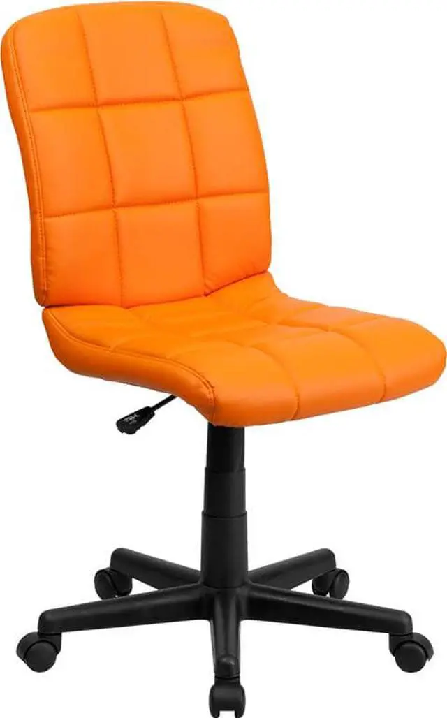 Alt view image 4 of 20 - Mid-Back Orange Quilted Vinyl Swivel Task Chair