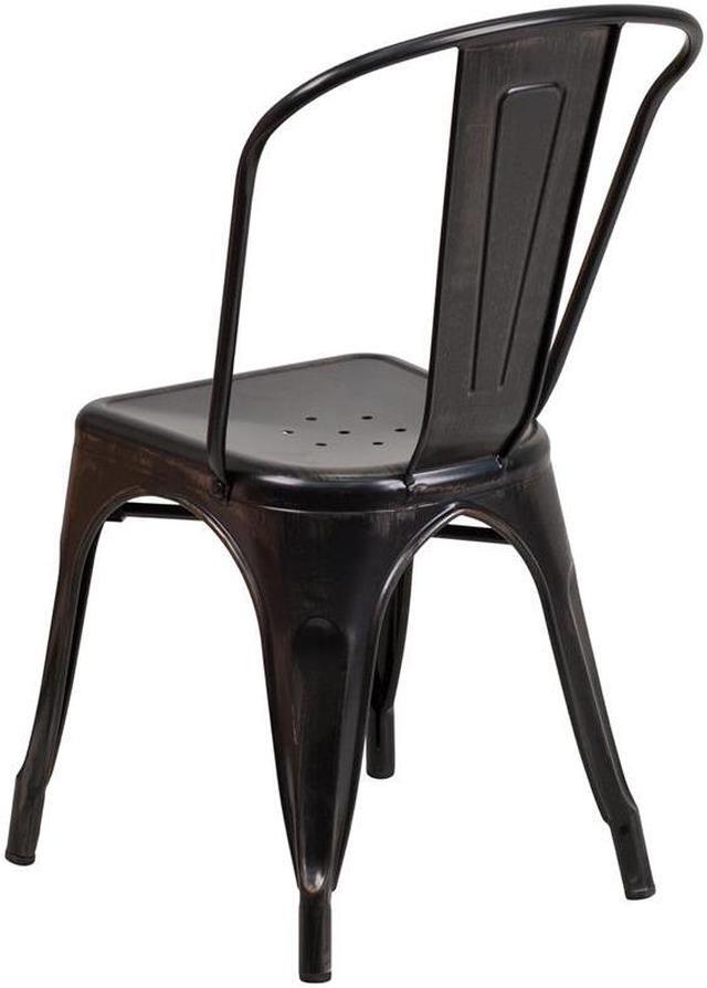 Alt view image 7 of 20 - Commercial Grade Black-Antique Gold Metal Indoor-Outdoor Stackable Chair