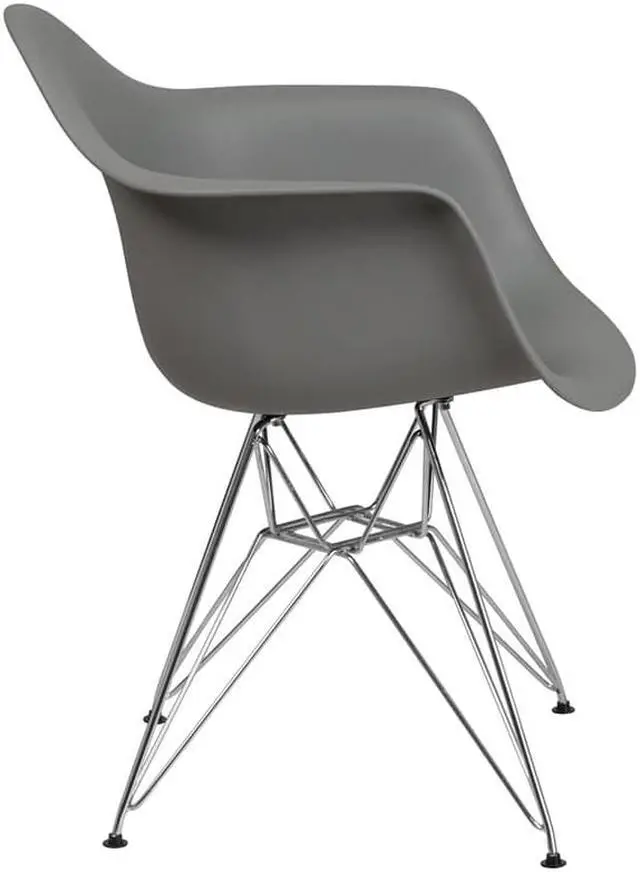 Alt view image 6 of 20 - Alonza Series Moss Gray Plastic Chair with Chrome Base
