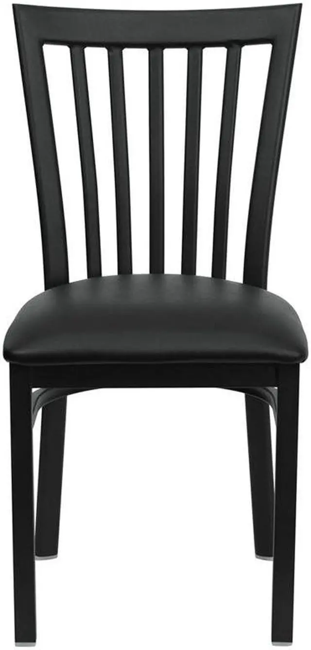 Alt view image 7 of 20 - HERCULES Series Black School House Back Metal Restaurant Chair - Black Vinyl Seat