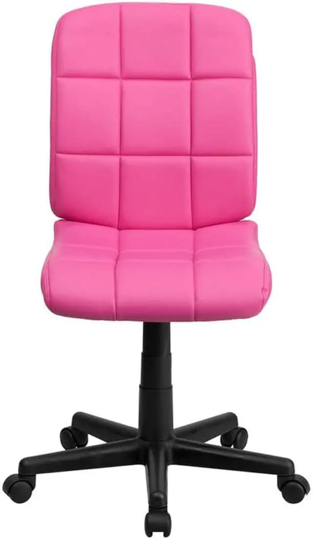 Alt view image 7 of 20 - Mid-Back Pink Quilted Vinyl Swivel Task Chair