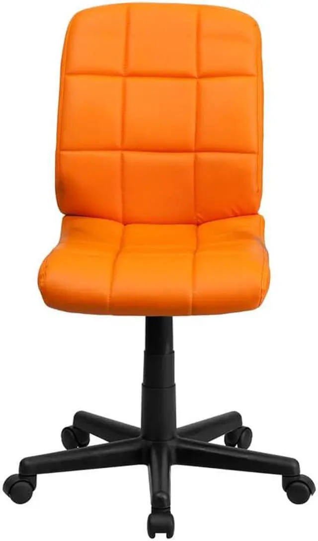 Alt view image 7 of 20 - Mid-Back Orange Quilted Vinyl Swivel Task Chair