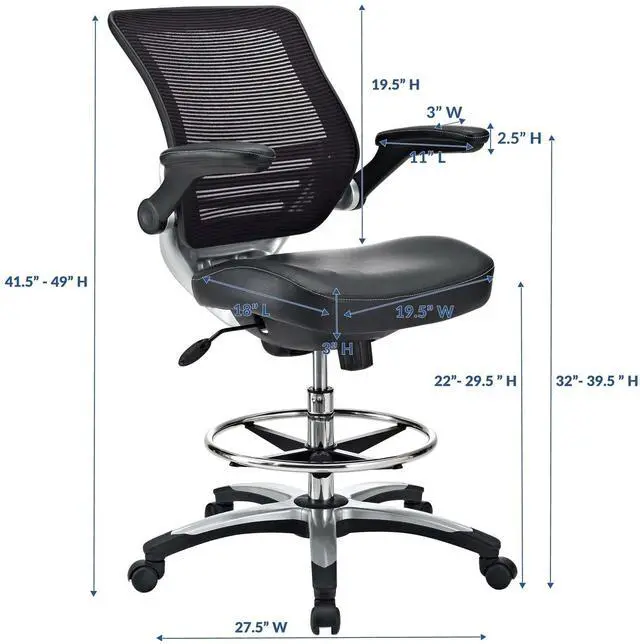Alt view image 10 of 20 - Edge Drafting Chair in Black