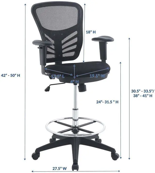 Alt view image 2 of 13 - Articulate Drafting Chair WL-02438-MW