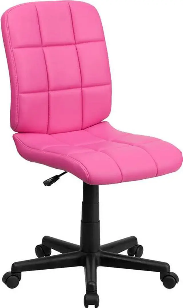 Alt view image 4 of 20 - Mid-Back Pink Quilted Vinyl Swivel Task Chair