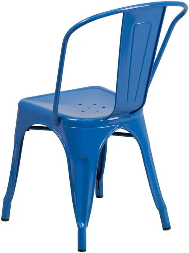 Alt view image 8 of 20 - Flash Furniture Metal Indoor/Outdoor Stackable Chair, Blue