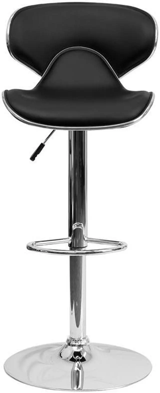Alt view image 7 of 20 - Contemporary Cozy Mid-Back Black Vinyl Adjustable Height Barstool with Chrome Base