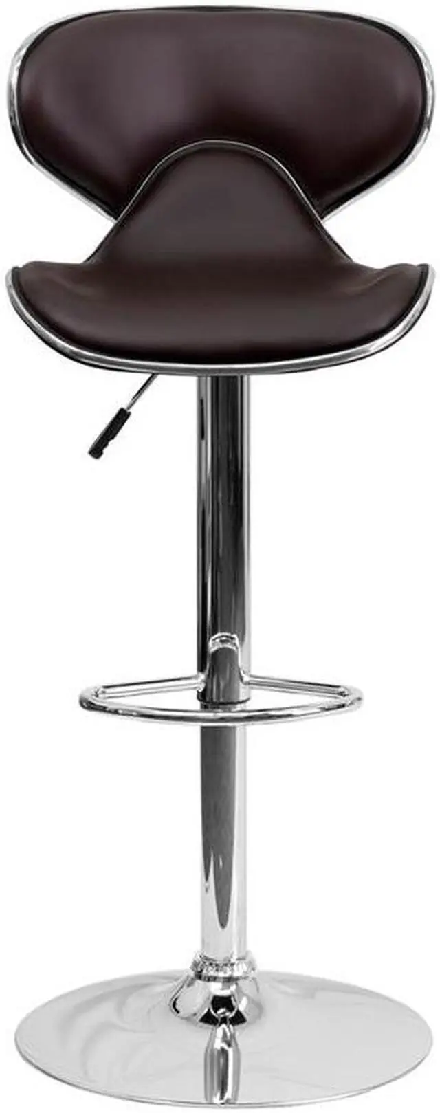 Alt view image 7 of 20 - Contemporary Cozy Mid-Back Brown Vinyl Adjustable Height Barstool with Chrome Base