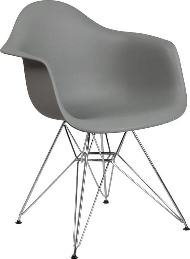 Alt view image 5 of 20 - Alonza Series Moss Gray Plastic Chair with Chrome Base
