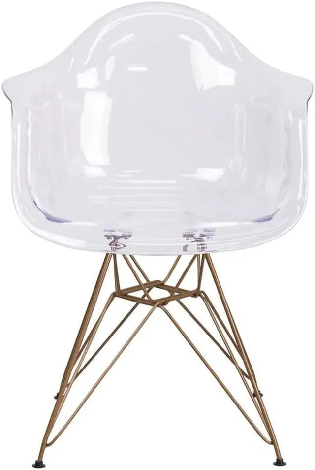 Alt view image 10 of 20 - Alonza Series Transparent Side Chair with Gold Base