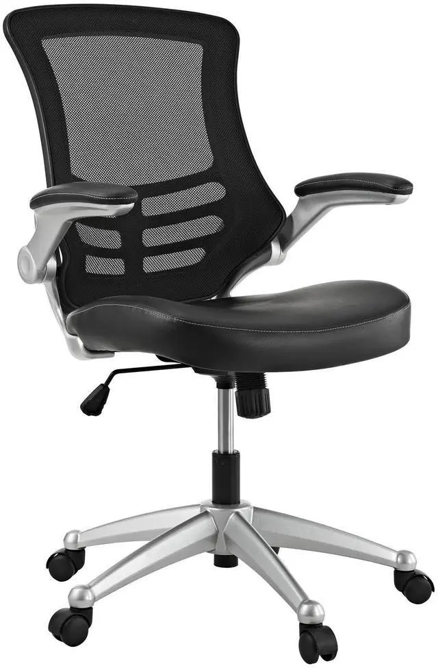 Alt view image 8 of 19 - Modway EEI-210-BLK 40.5 - 43.5 H x 26.5 W x 25 L in. Attainment Office Chair in Black Mesh & Leatherette, Black
