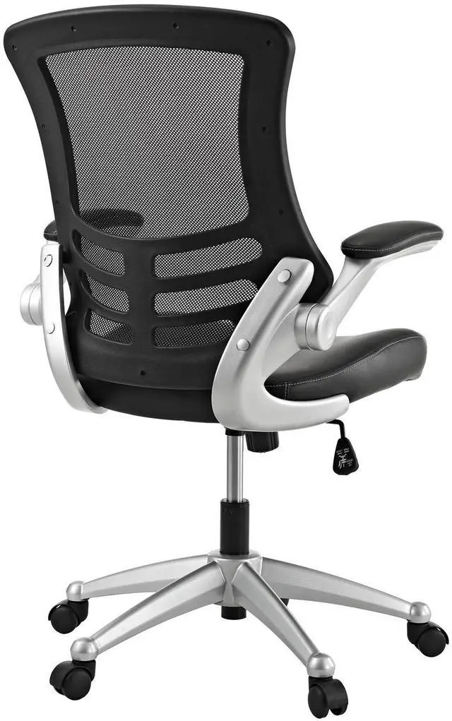 Alt view image 10 of 19 - Modway EEI-210-BLK 40.5 - 43.5 H x 26.5 W x 25 L in. Attainment Office Chair in Black Mesh & Leatherette, Black