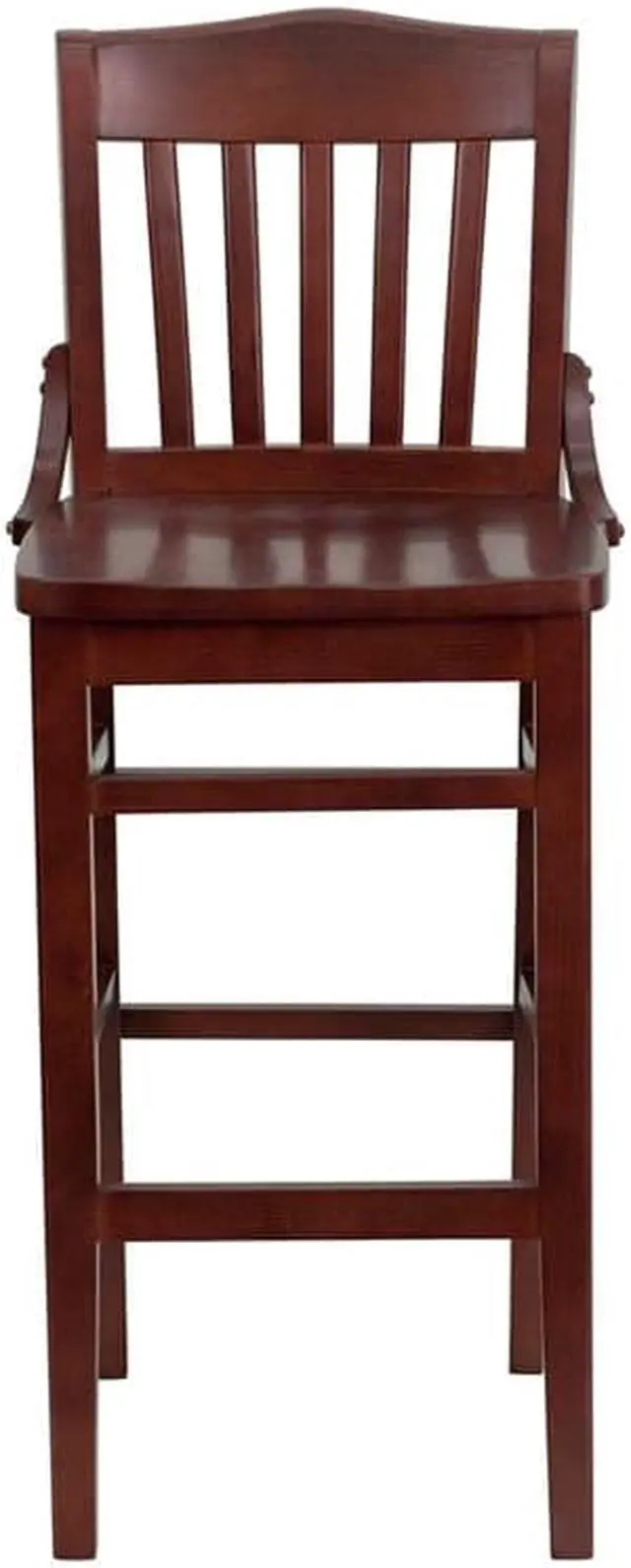 Alt view image 9 of 20 - HERCULES Series School House Back Mahogany Wood Restaurant Barstool