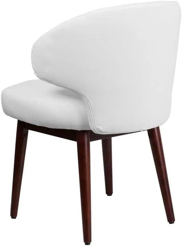 Alt view image 8 of 20 - Comfort Back Series White LeatherSoft Side Reception Chair with Walnut Legs