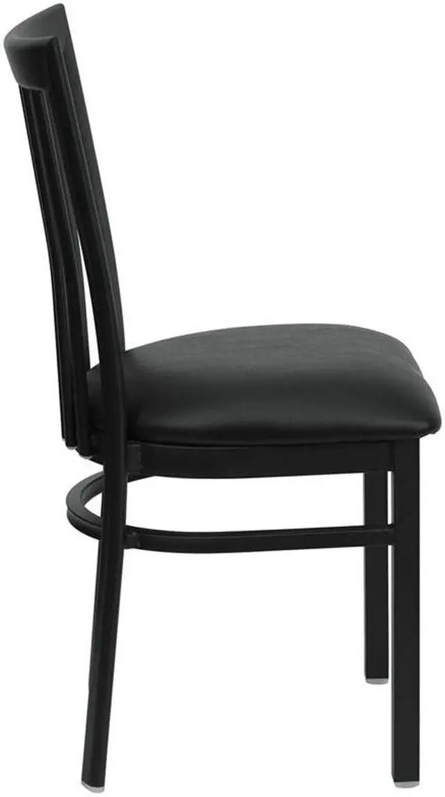 Alt view image 5 of 20 - HERCULES Series Black School House Back Metal Restaurant Chair - Black Vinyl Seat