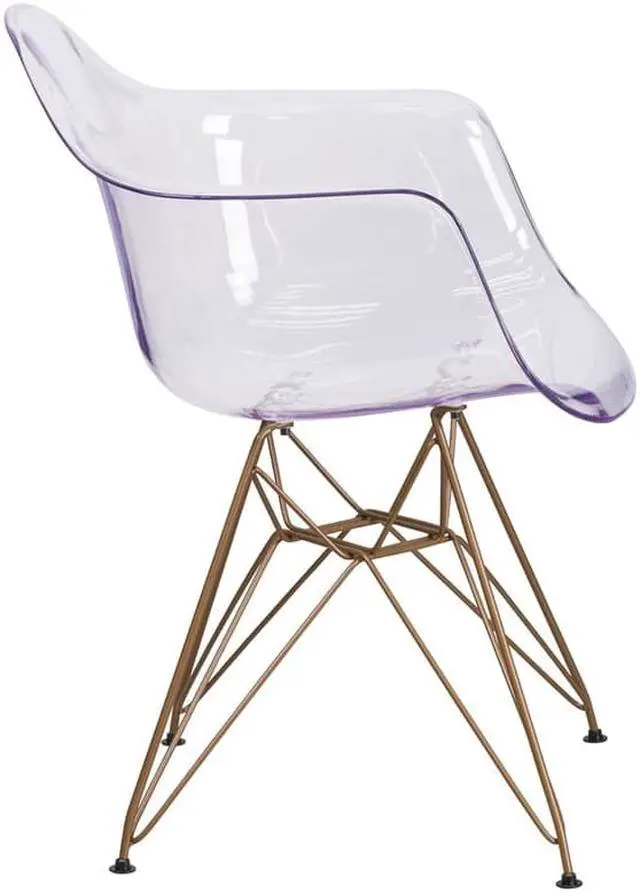 Alt view image 8 of 20 - Alonza Series Transparent Side Chair with Gold Base